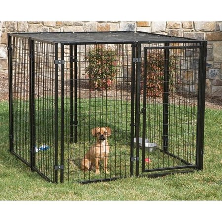 STEPHENS PIPE & STEEL Dog Kennel with Sunblock Top, 5 ft OAL, 5 ft OAW, 4 ft OAH, PowderCoated RSHBK11-11799